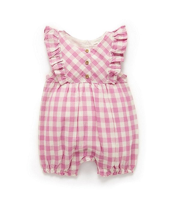 Sleeveless Gingham Organic Linen Blend Romper