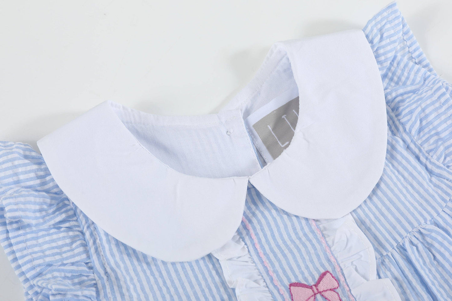 Blue and Pink Bow Ruffle Dress