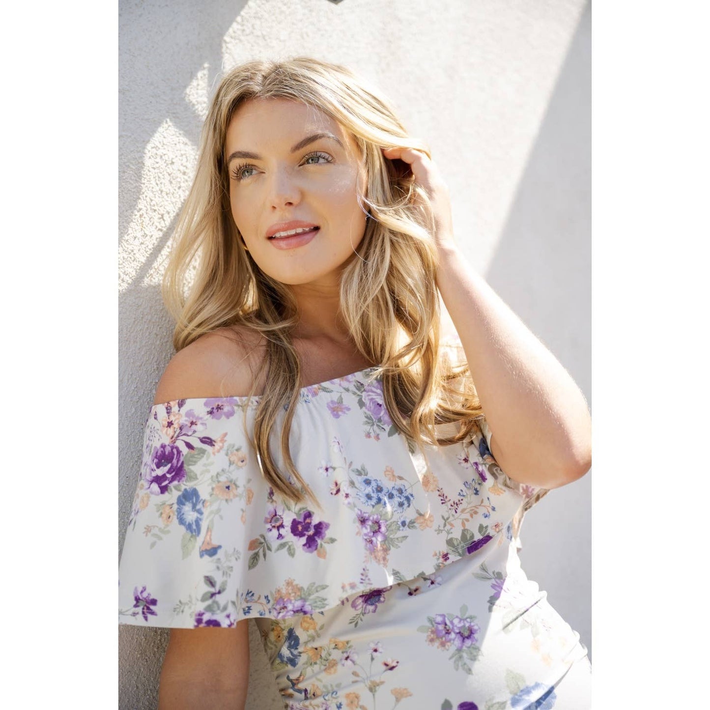 Floral Off Shoulder Ruffle Maternity Dress