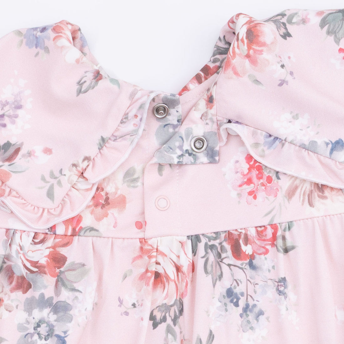 Painterly Rose Bouquets - Dress with Oversize Collar and Bloomer