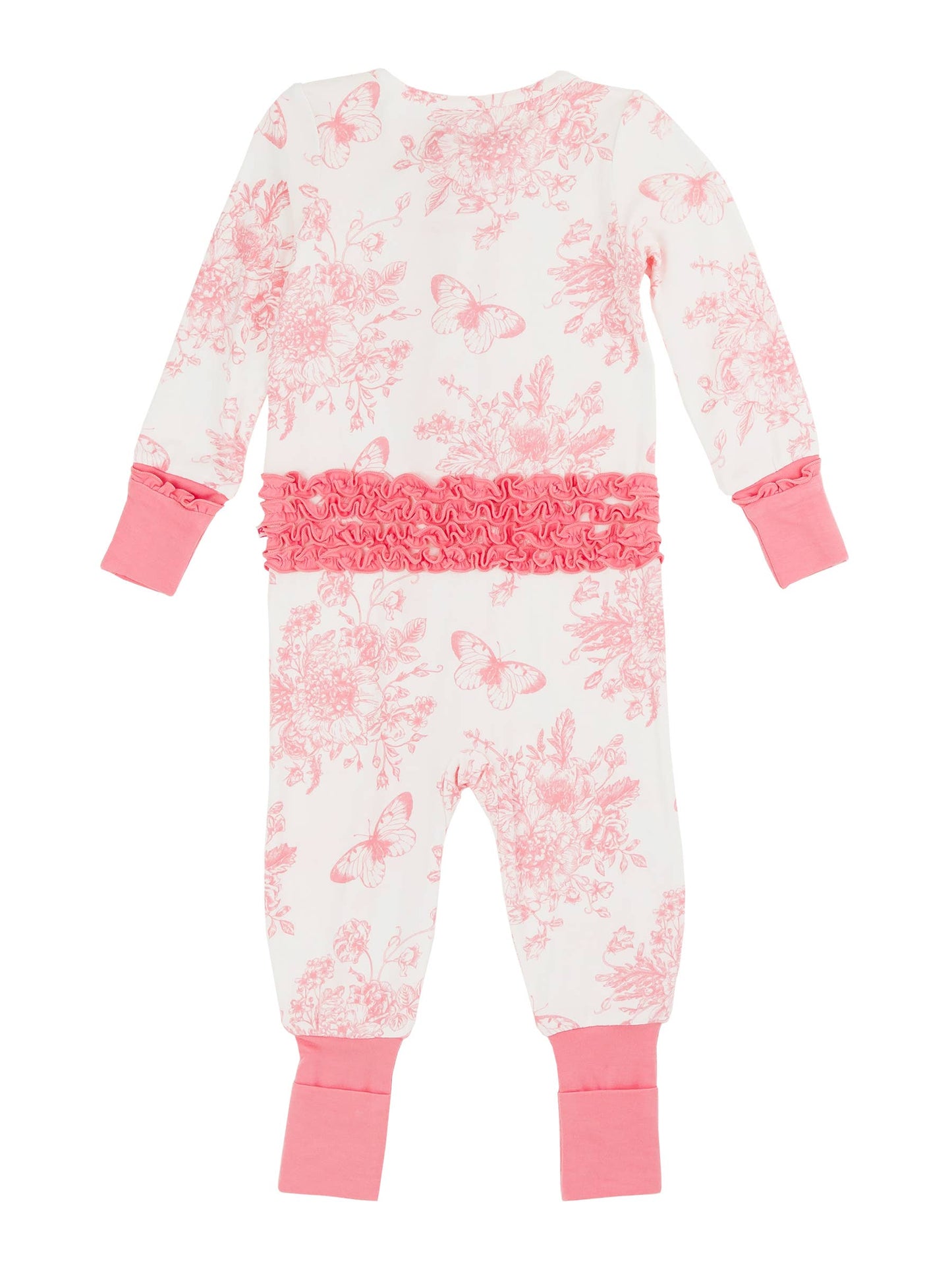 Pink Butterfly Garden Toile Convertible Ruffle Pajama