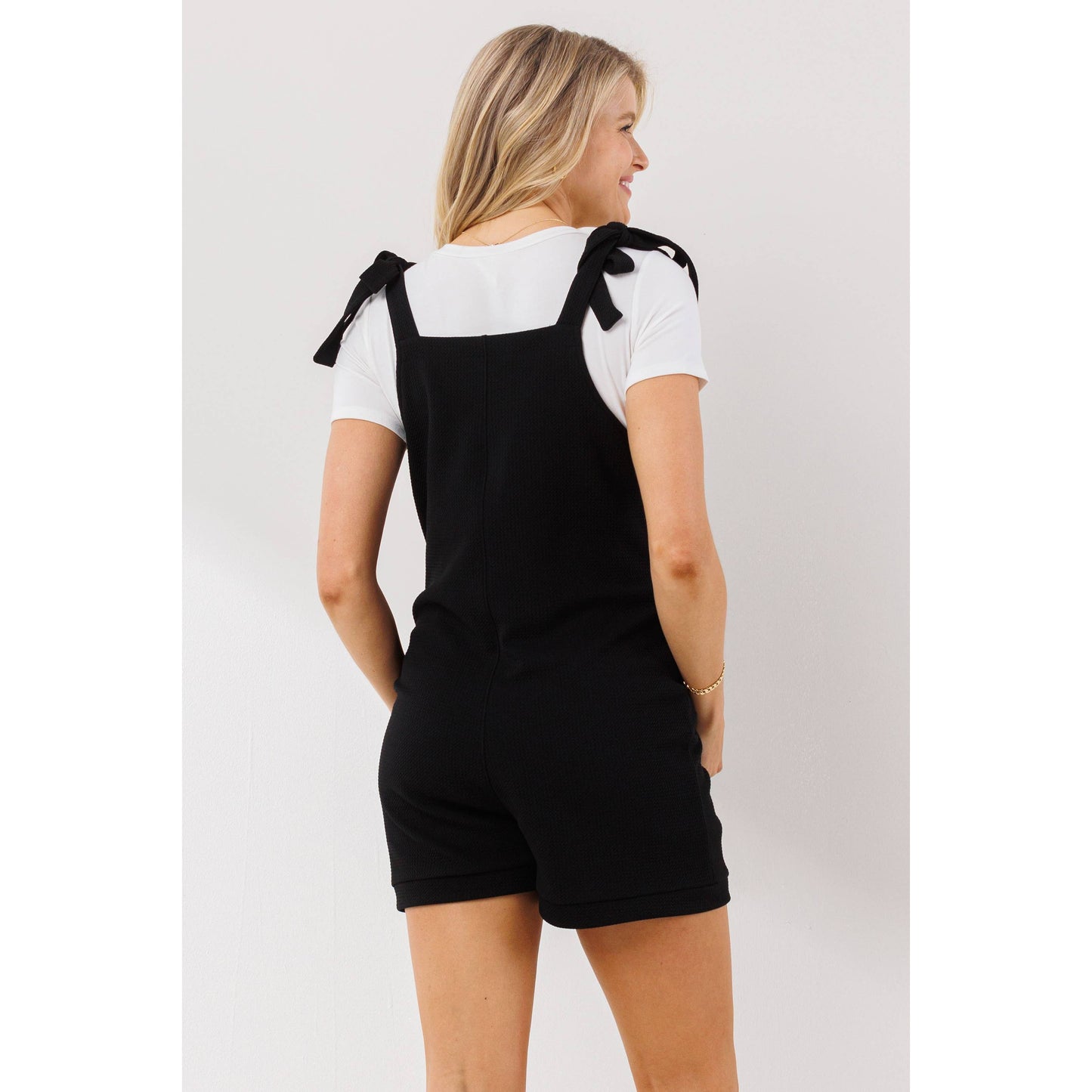 Tie Shoulder Sleeveless Maternity Romper