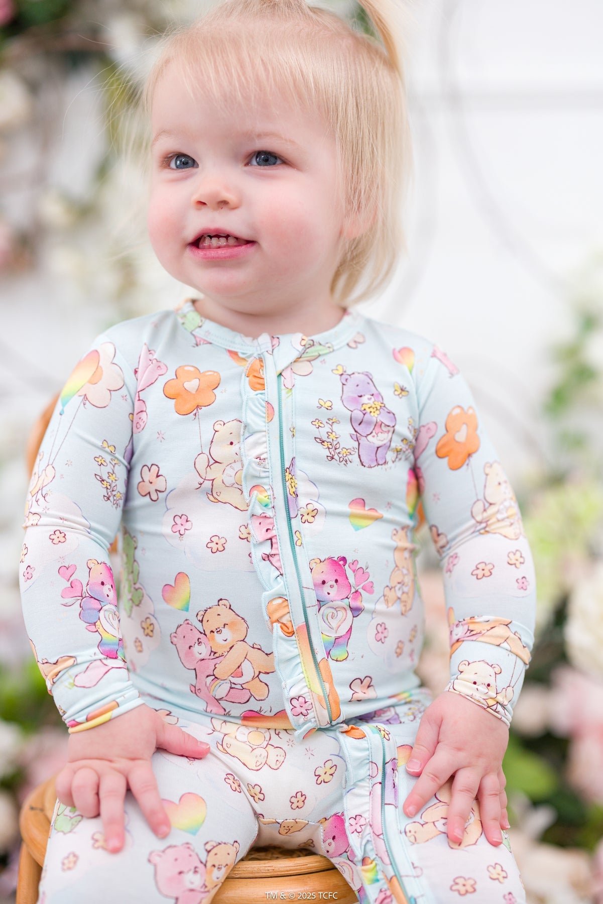Care Bears Baby We Love Flowers Ruffle Convertible Romper