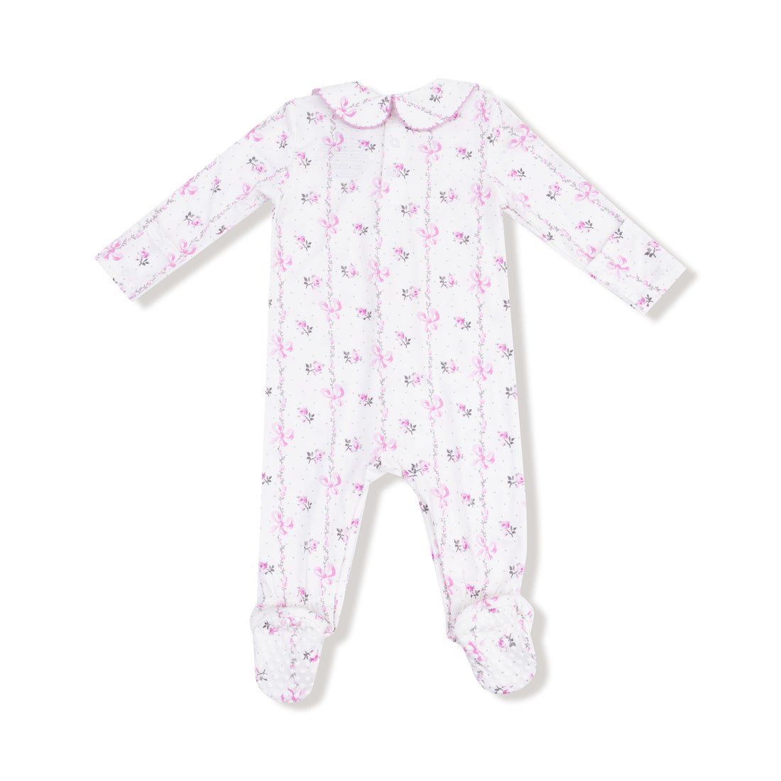 Smocked Peter Pan Snap Footie - Dainty Buds and Bows