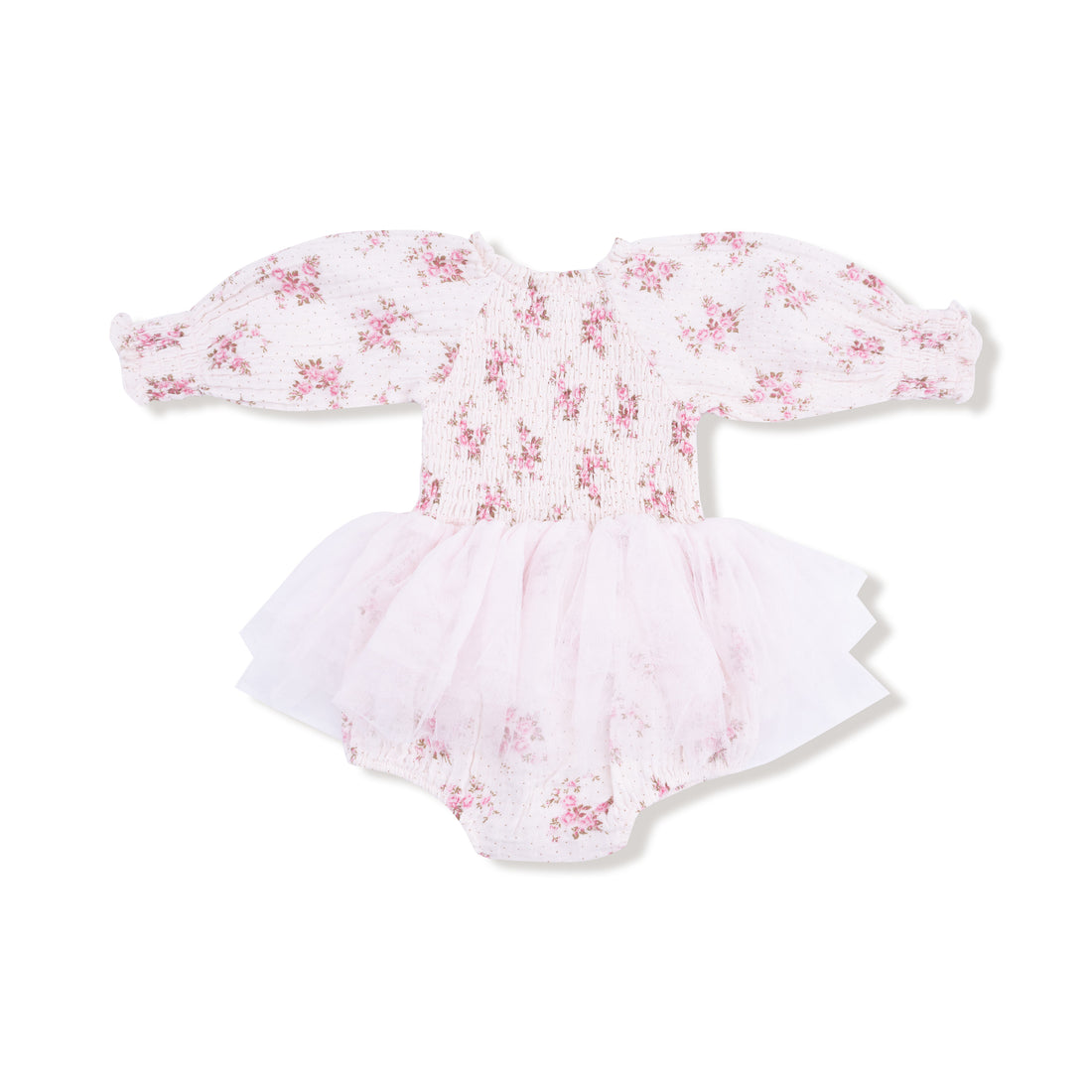 Long Sleeved Smocked Bubble with Tutu