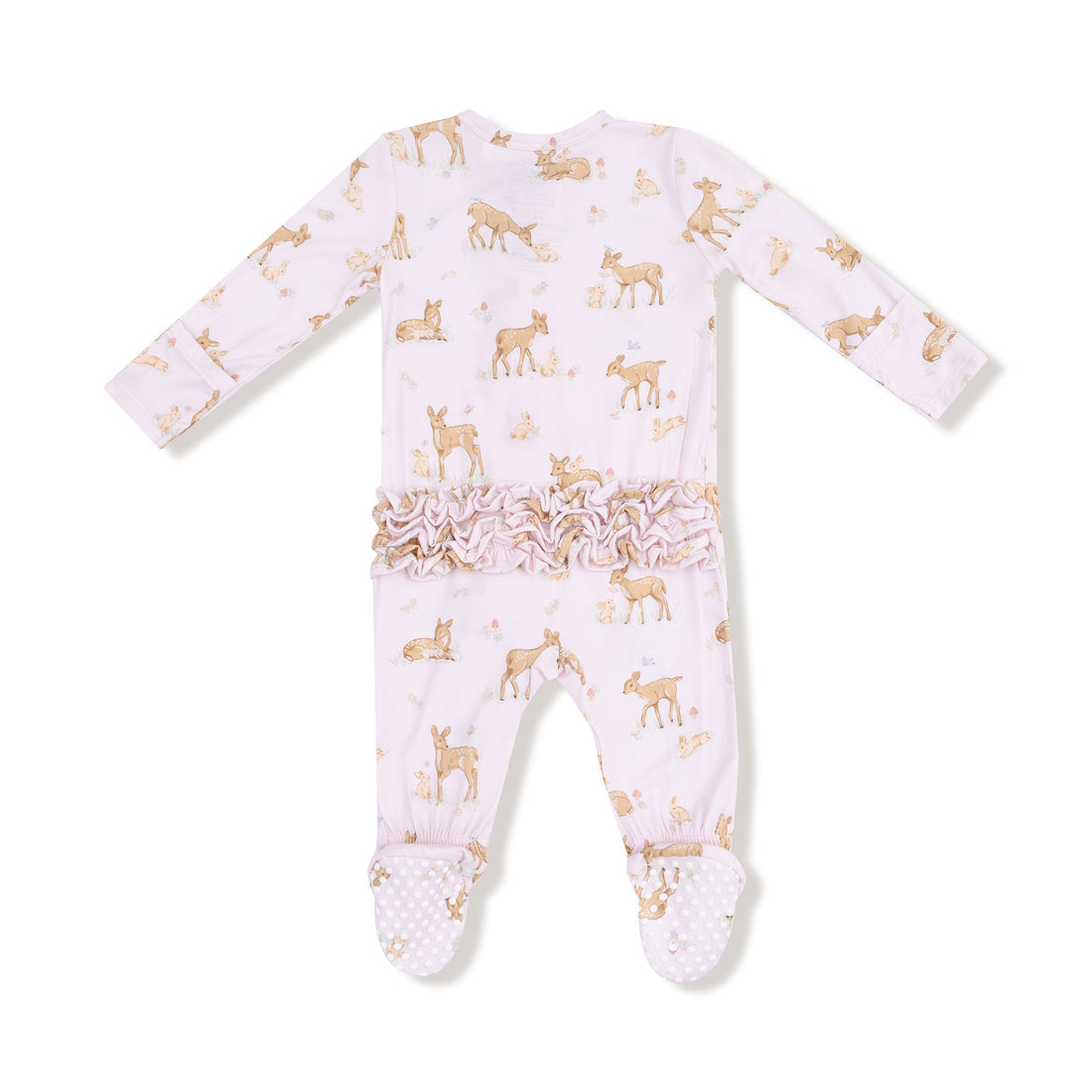 Ruffle Back Zipper Footie - Little Fawn
