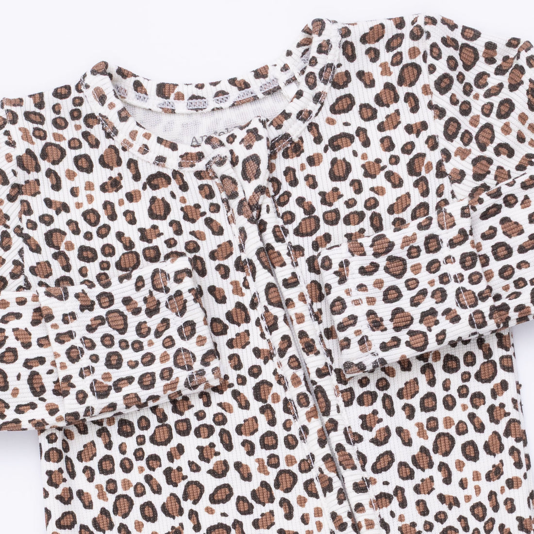 Leopard Rib - Ruffle Zipper Footie