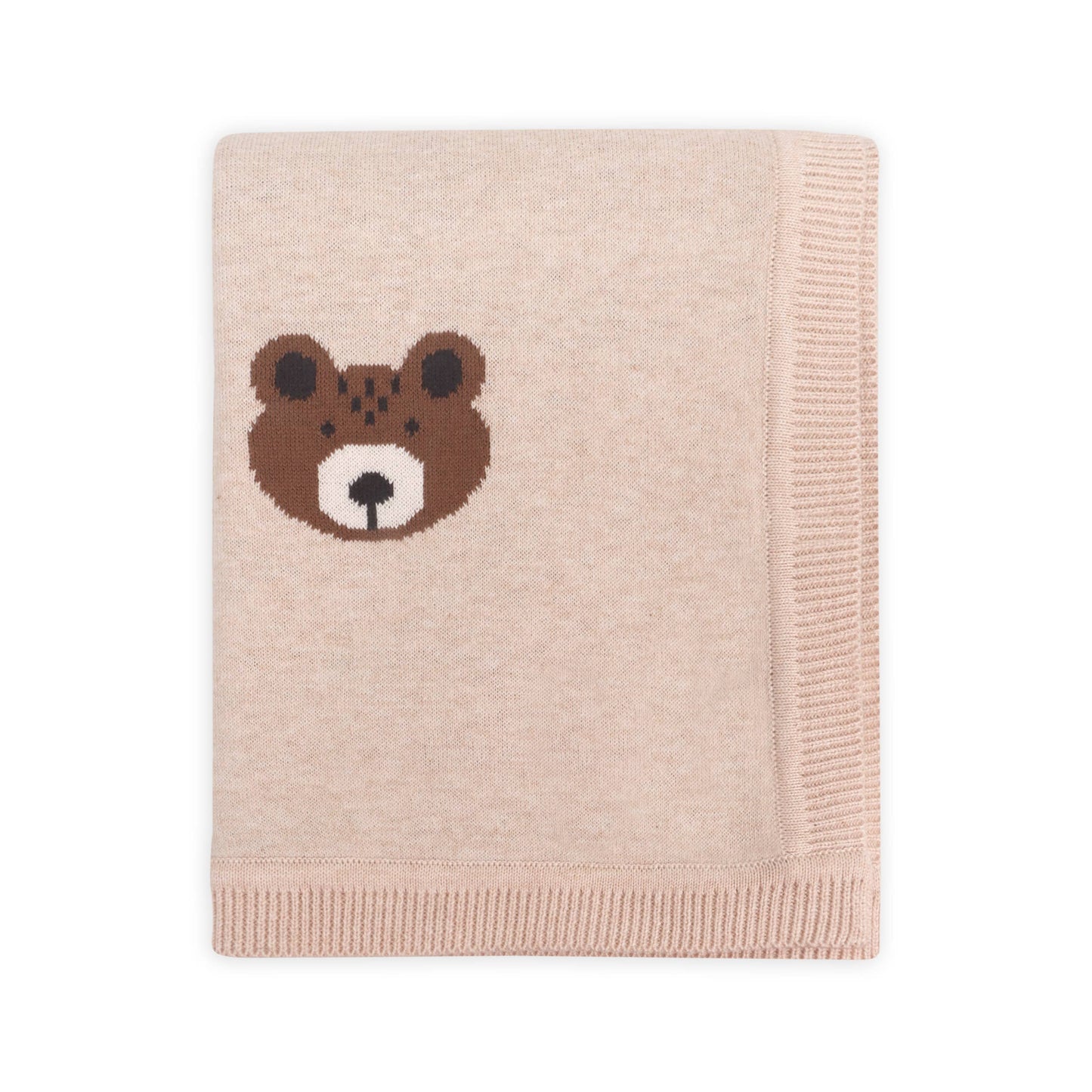 Brown Bear - Organic Cotton Jacquard Knit Baby Blanket
