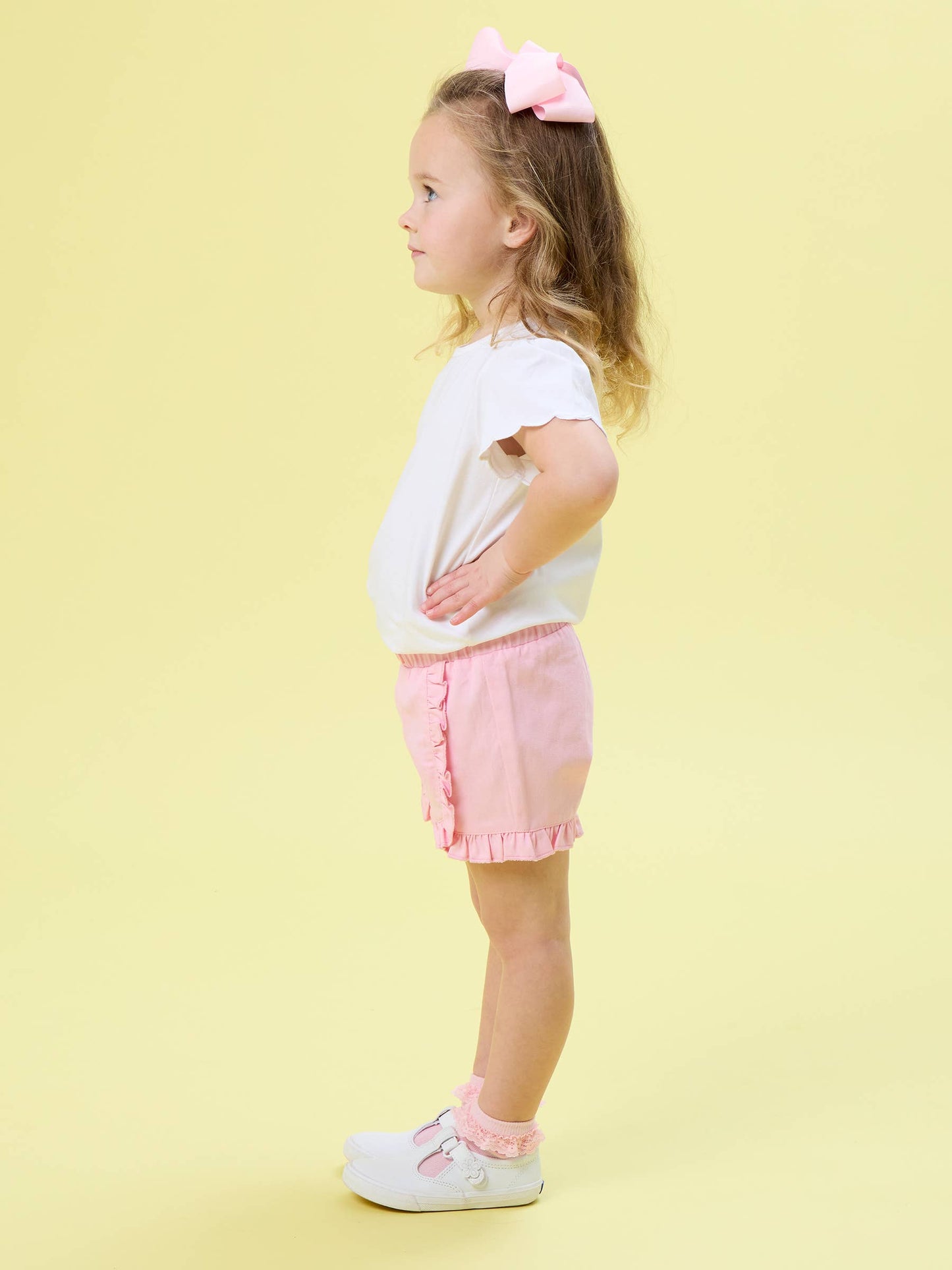 Toddler Girls Pink Ruffle Trim Woven Shorts