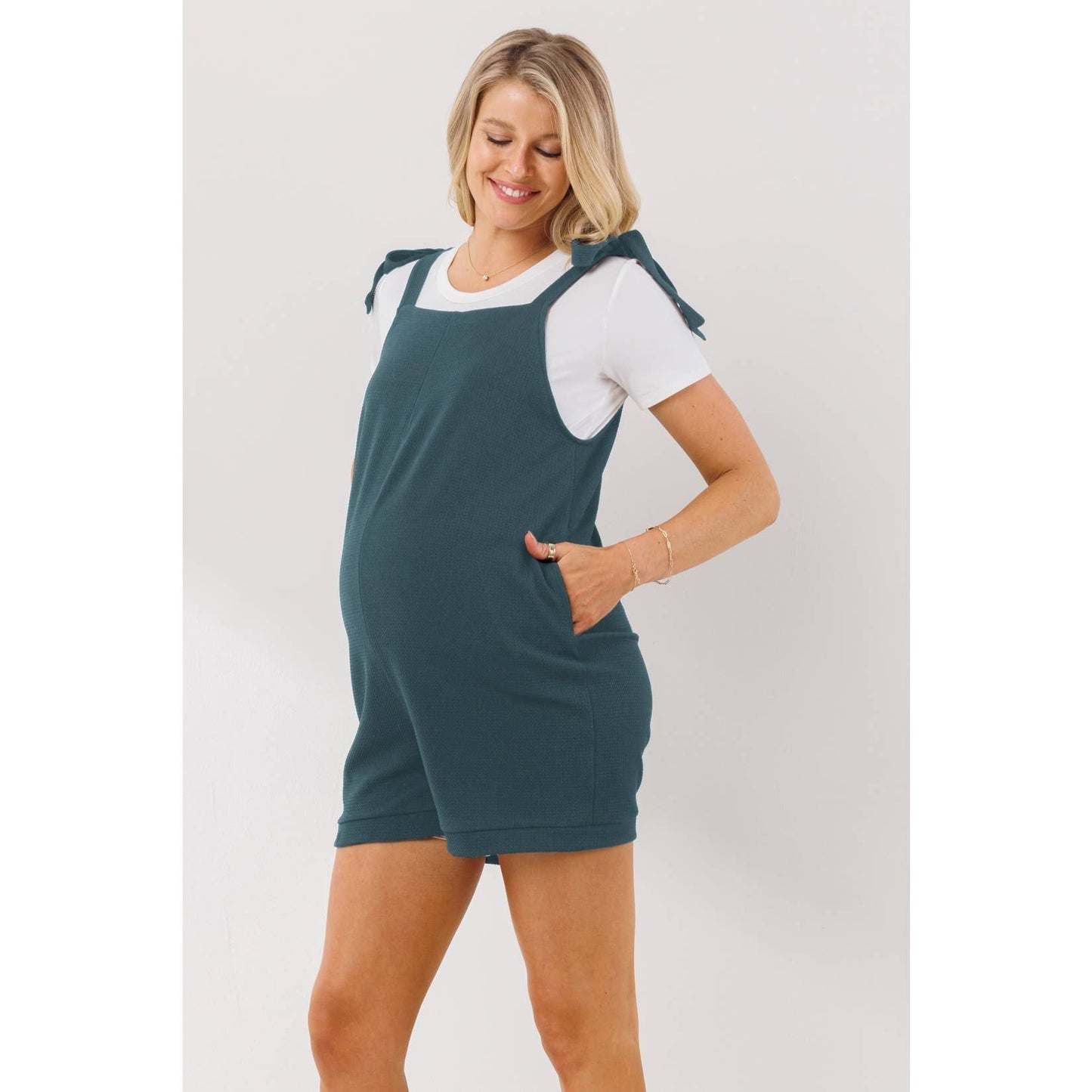 Tie Shoulder Sleeveless Maternity Romper