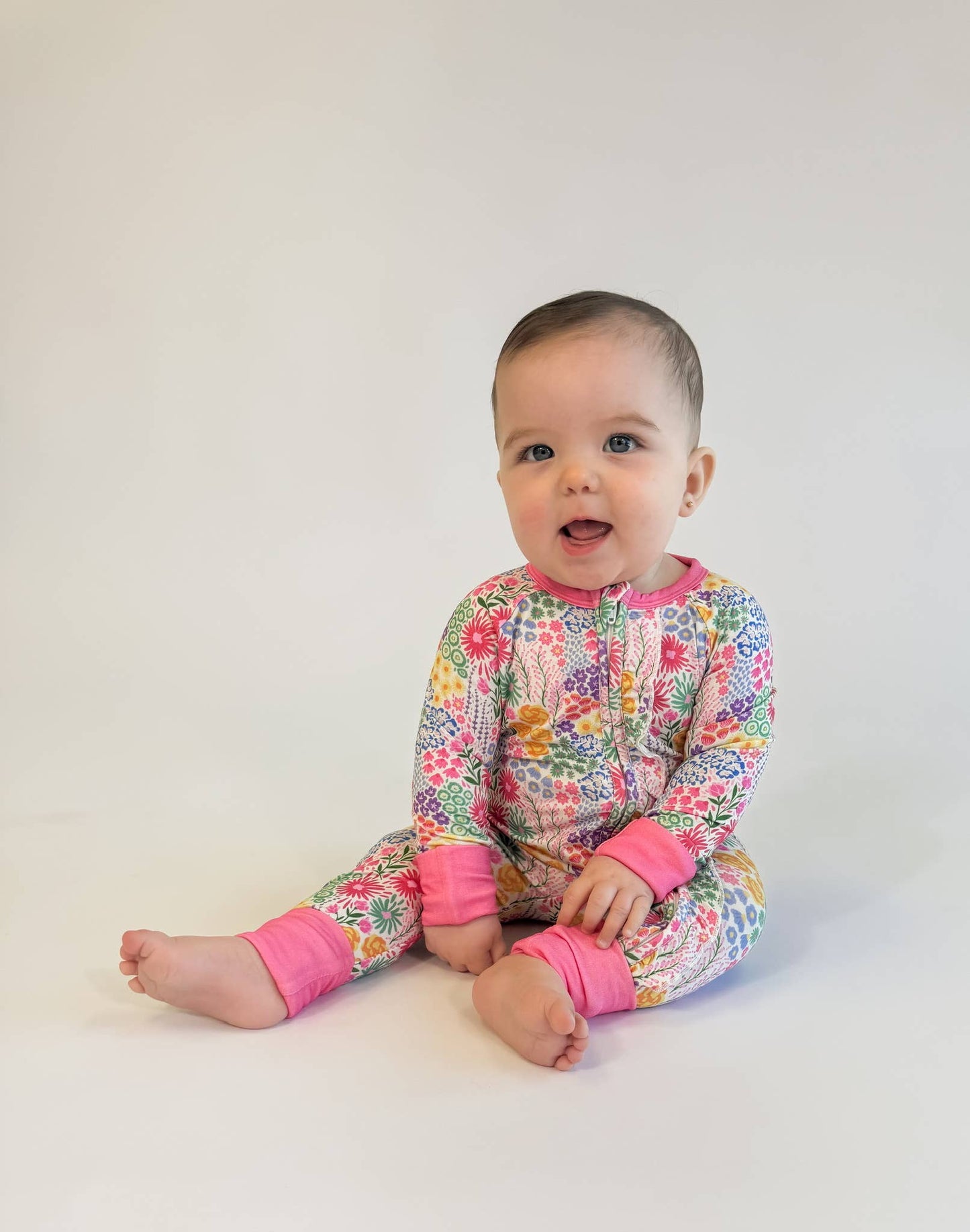 Flower Fields Ruffle Zip Pajamas
