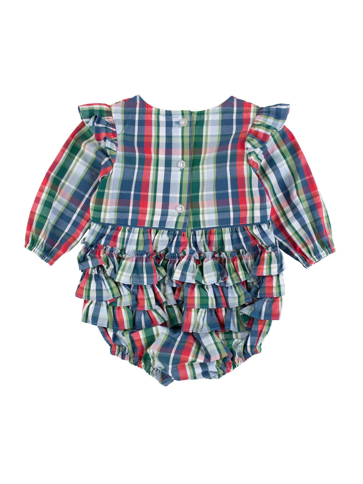 Prep School Plaid Woven Flutter Bubble Romper