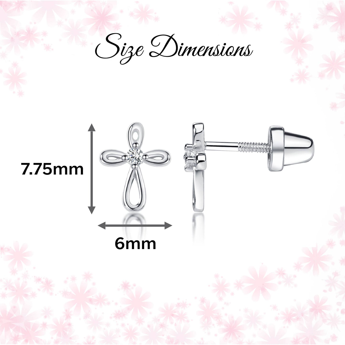 Sterling Silver Screw-Back Infinity Cross Earrings