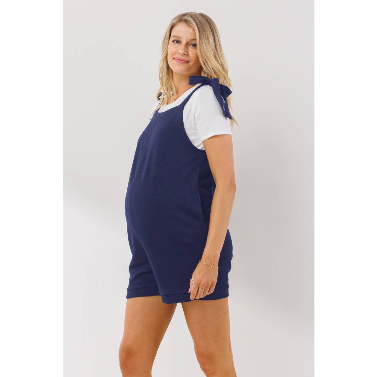 Tie Shoulder Sleeveless Maternity Romper