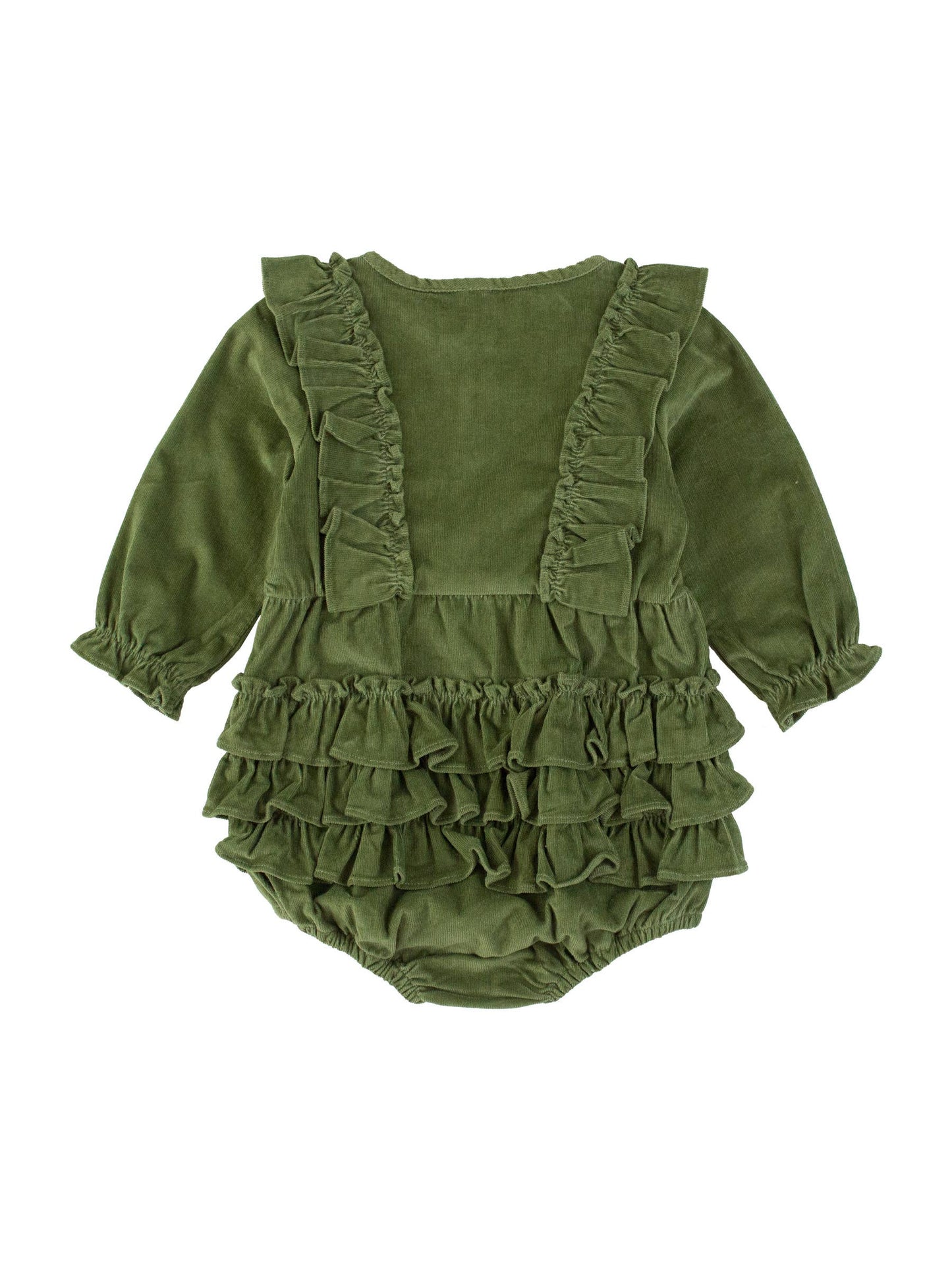 Olive Corduroy Waterfall Bubble Romper