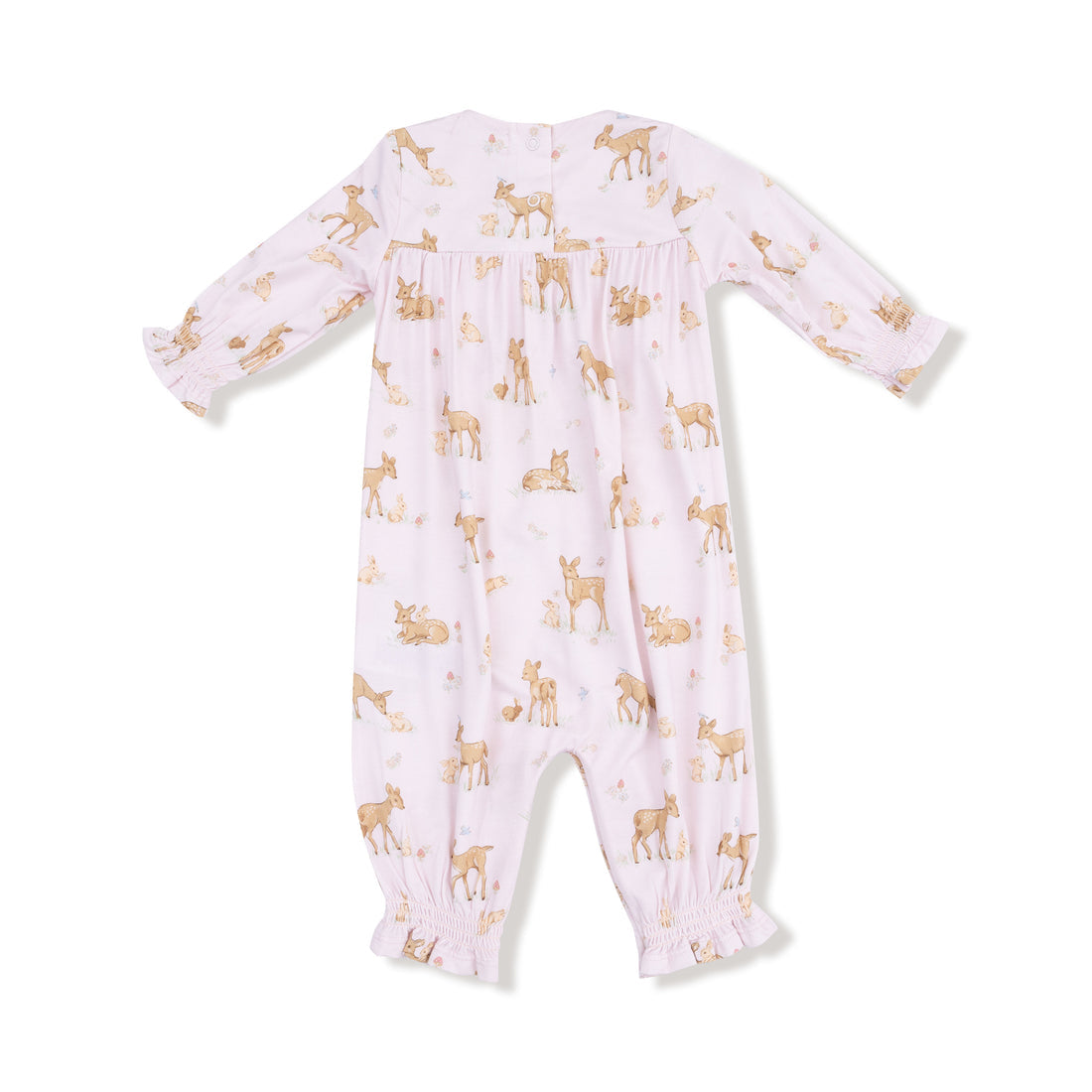 Smocked Long Sleeve Romper - Little Fawn