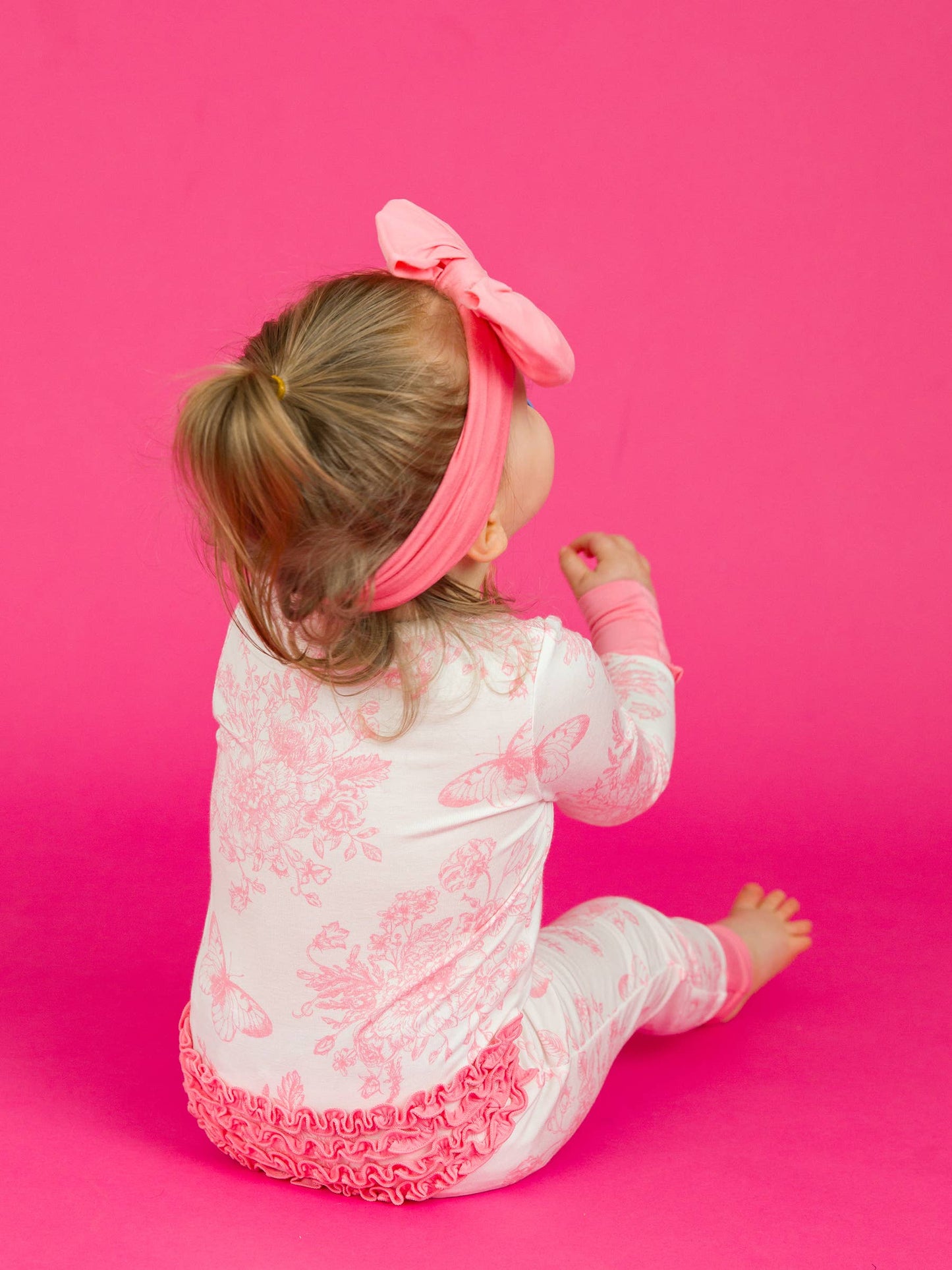 Pink Butterfly Garden Toile Convertible Ruffle Pajama