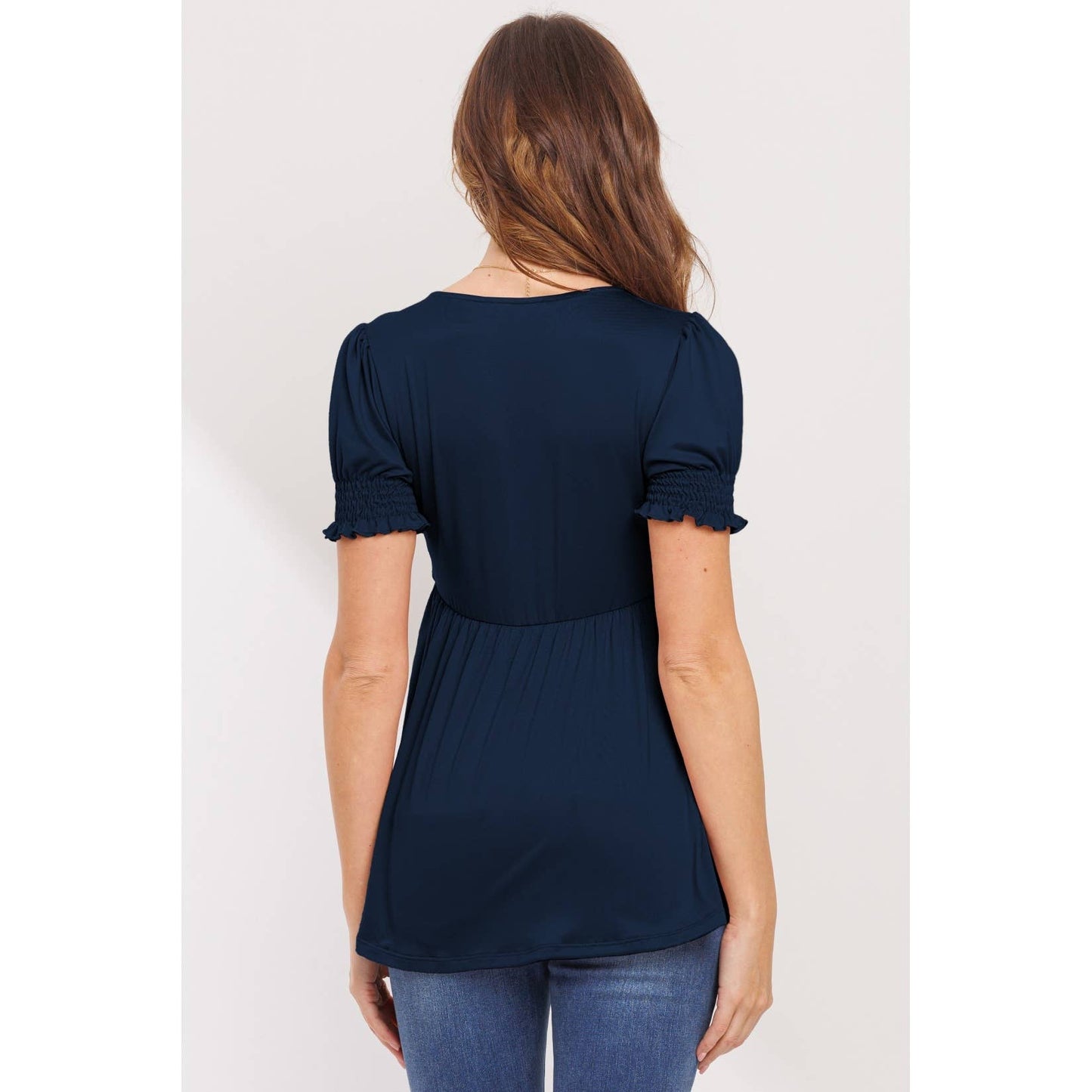 Surplice Smocked Sleeve Maternity Nursing Top