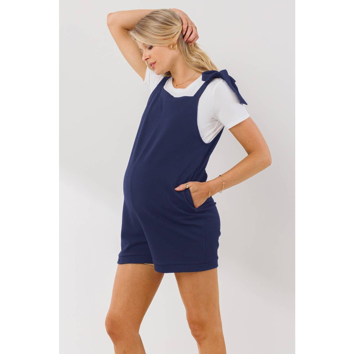 Tie Shoulder Sleeveless Maternity Romper