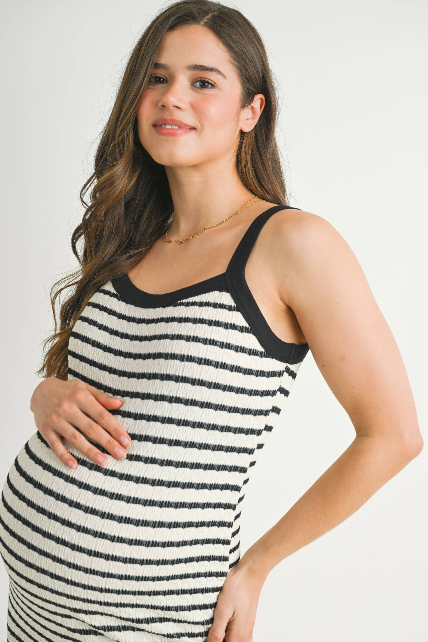 Striped Sleeveless Maternity Bodycon Knit Dress