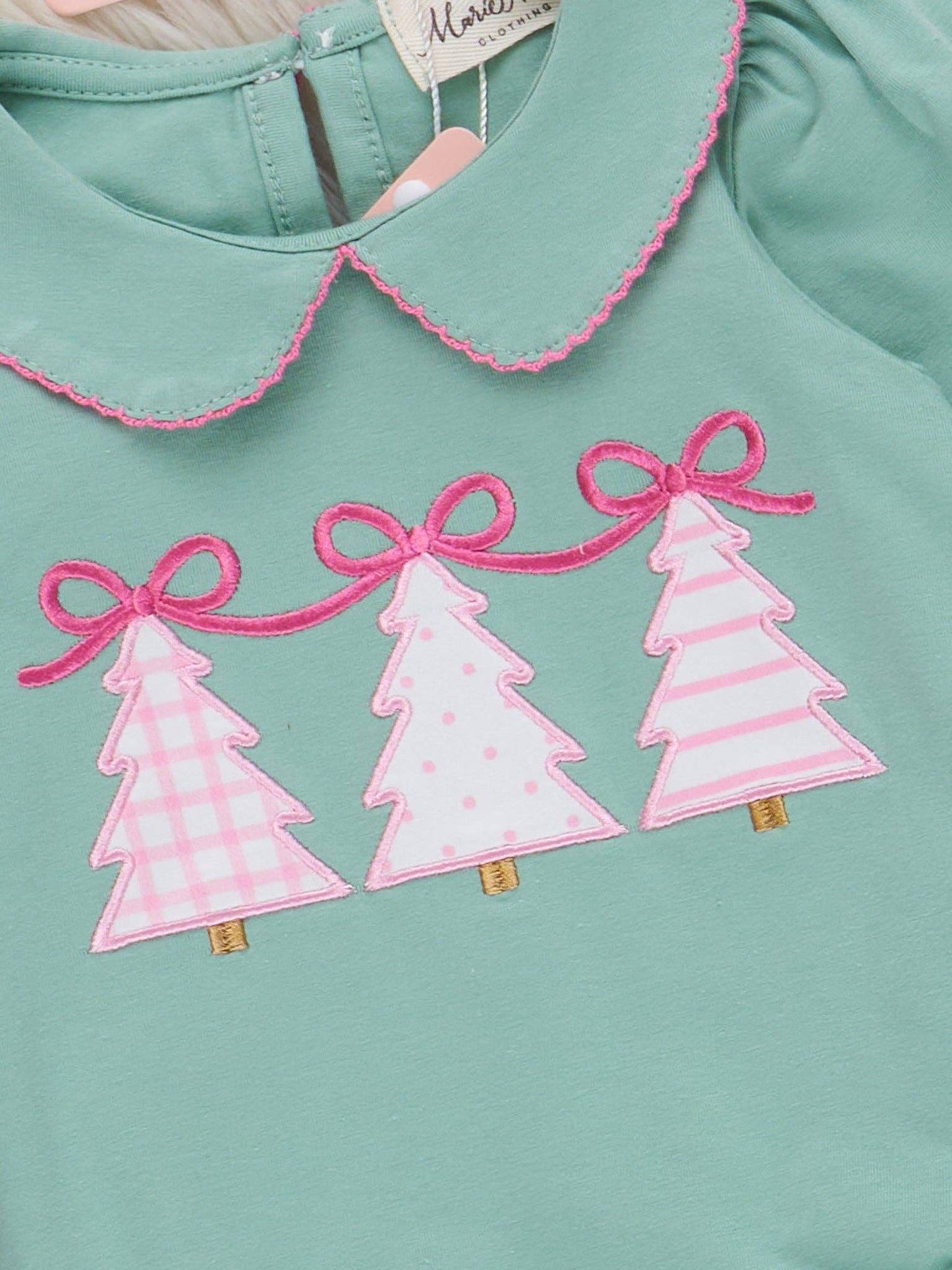 Pastel Evergreen Embroidered Bubble Romper