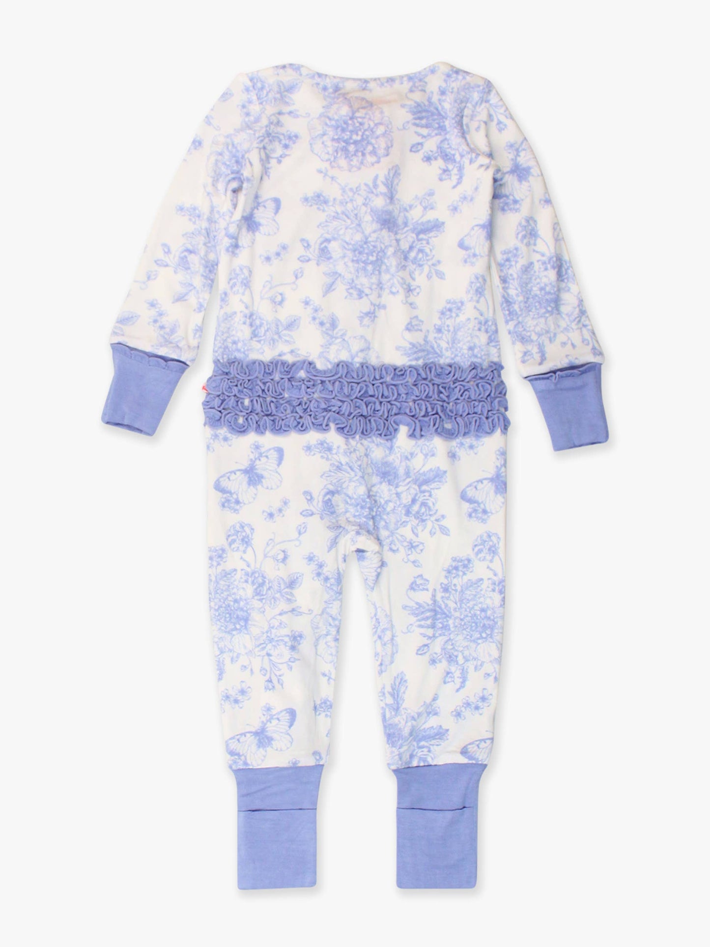 Blue Butterfly Garden Toile Convertible Ruffle Pajama