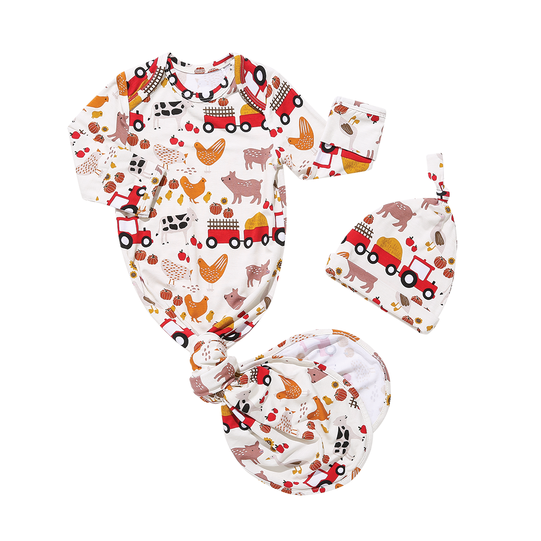 Bamboo Gown and Hat Newborn Baby Gift Set