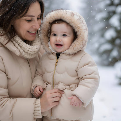 Toddler Girls' Glossy Coat Mini Fur Lined Jacket