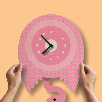 Flamingo Pendulum Clock - Wood