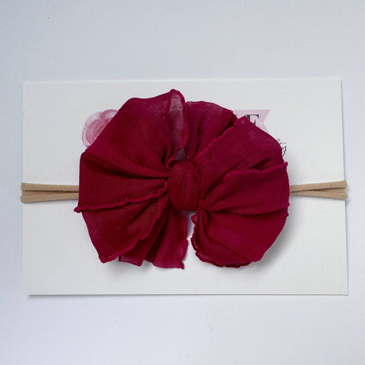 Skinny Mini Ruffled Headband- Maroon