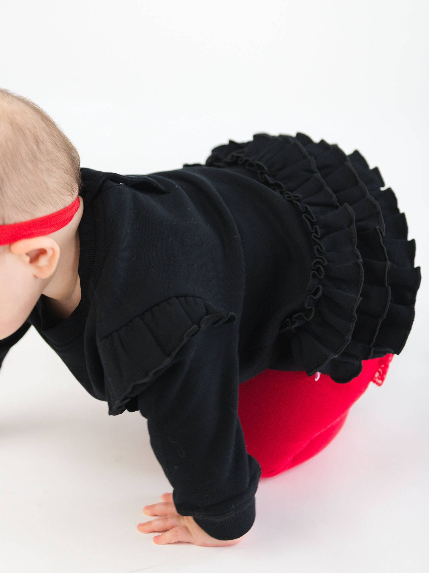 Baby Girls Nicholas Plaid Bow Black Applique Sweatshirt Bubble Romper