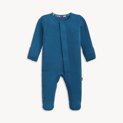 Magnetic Waffle Footie - Dark Blue