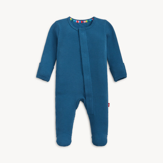 Magnetic Waffle Footie - Dark Blue