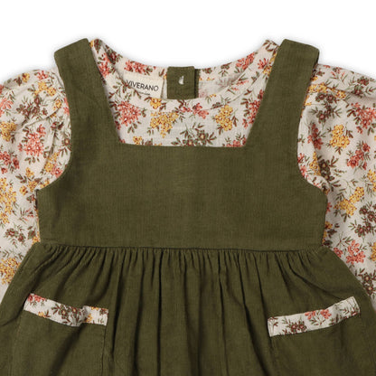 Lilith Floral Baby Pinafore Dress & Bloomer (Organic Cotton)