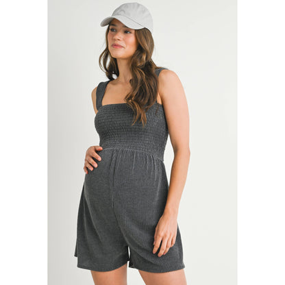 Ribbed Smocked Maternity Knit Romper