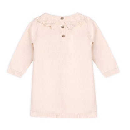 Emma Floral Embroidered Knit Baby Ruffle Dress (Organic)