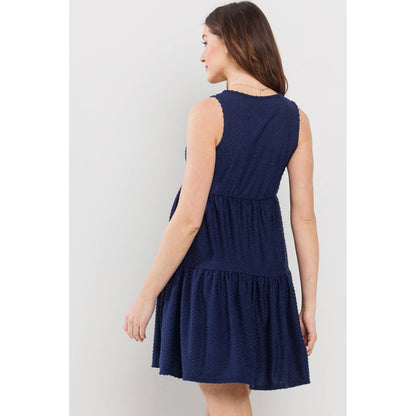 Ruffle Hem Sleeveless Maternity V-Neck Mini Dress
