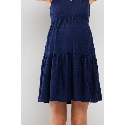Ruffle Hem Sleeveless Maternity V-Neck Mini Dress