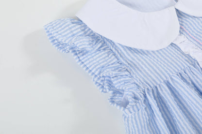 Blue and Pink Bow Ruffle Dress