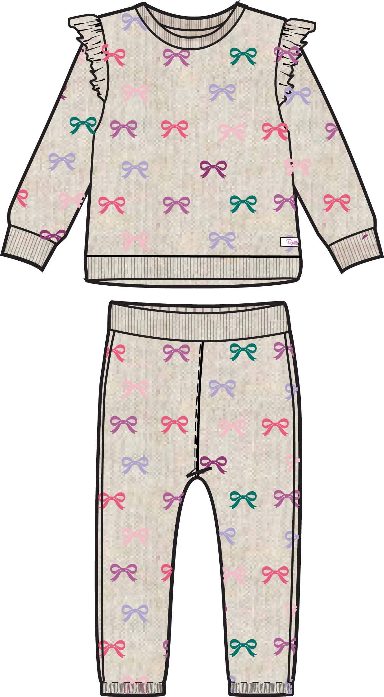 Ribbons Flutter Sweatshirt Jogger Set
