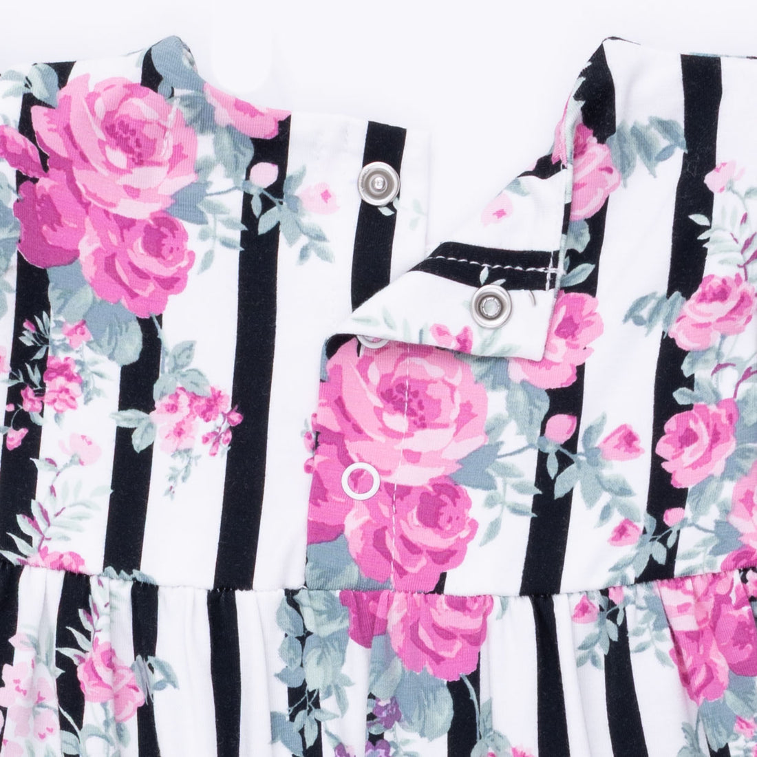 Cabbage Rose Stripe - Ruffle Sleeve Romper