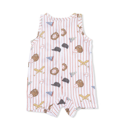 Sleeveless Shortie Romper - Vintage Baseball Stripe