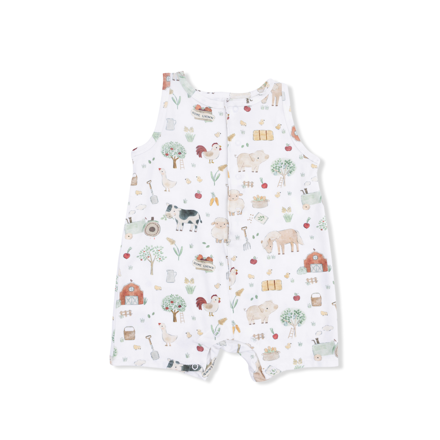 Shortie Zipper Romper - Cute Farm Animals