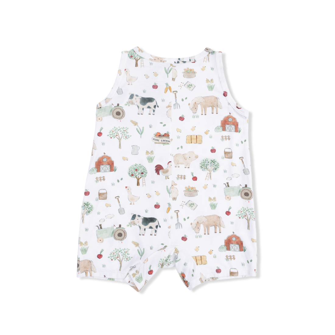 Shortie Zipper Romper - Cute Farm Animals