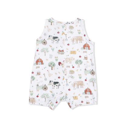 Shortie Zipper Romper - Cute Farm Animals