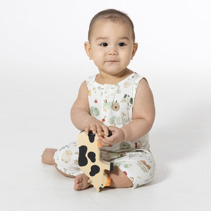 Shortie Zipper Romper - Cute Farm Animals