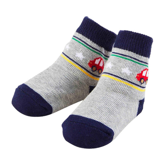 Gray/Navy Car Baby Socks