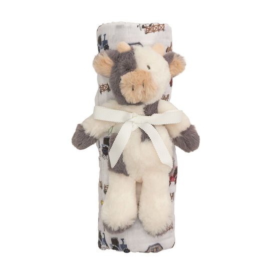 Farm Swaddle & Rattle Set
