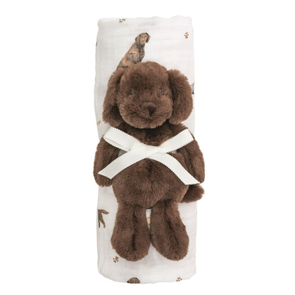 Lab Swaddle and Rattle Set