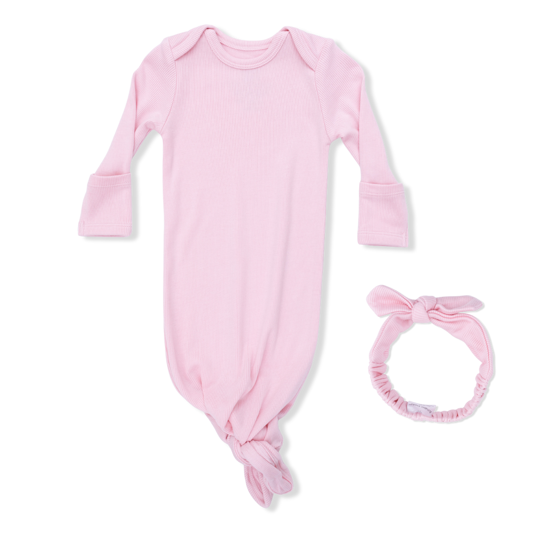 Knotted Gown and Headband - Solid Romance Rose Rib